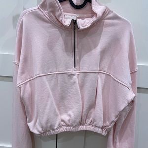 Baby pink Cropped zipper sweatshirt
